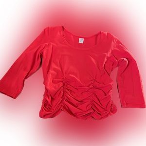 Magdalena Red ruched waist top cotton spandex size medium 8 10 elastic inside